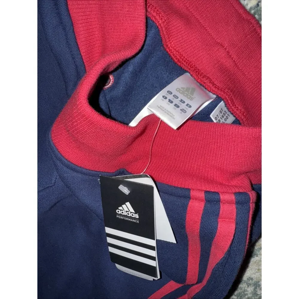 NEW Adidas Girls Red Blue Sweatpants Size M 10/12‎ Logo